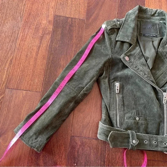 Blank NYC Free People Green Suede Moto Jacket 100% Leather Boho Womens Coat XS - Picture 16 of 16